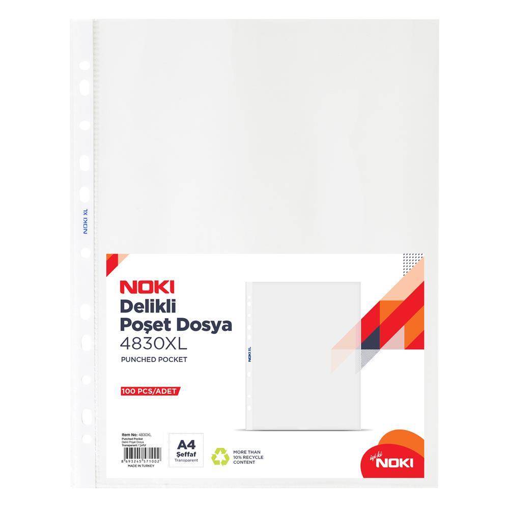 Noki 4830XL Delikli Poşet Dosya A4 55 Mikron - 100 Adet