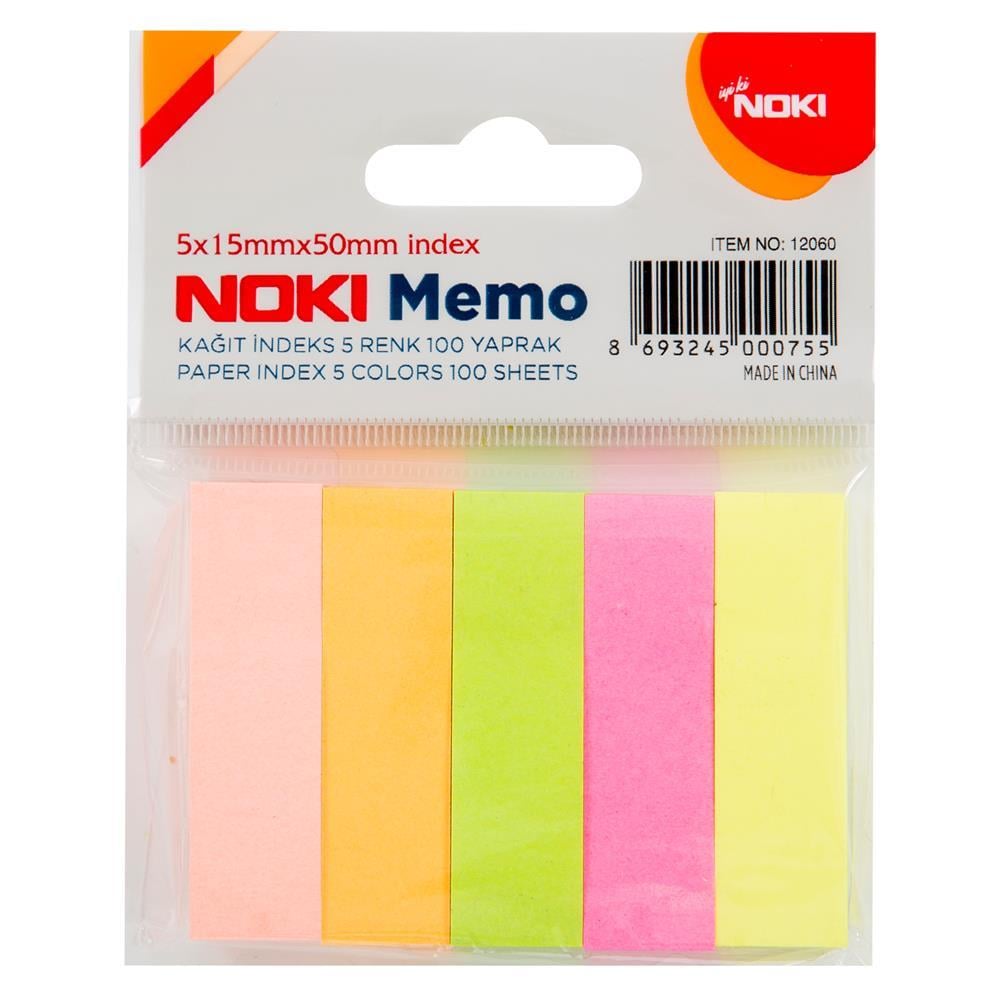 Noki Memo 12060 Yapışkanlı Film Index 50 x 15 mm 20 Yaprak x 5 Adet - Karışık Renk
