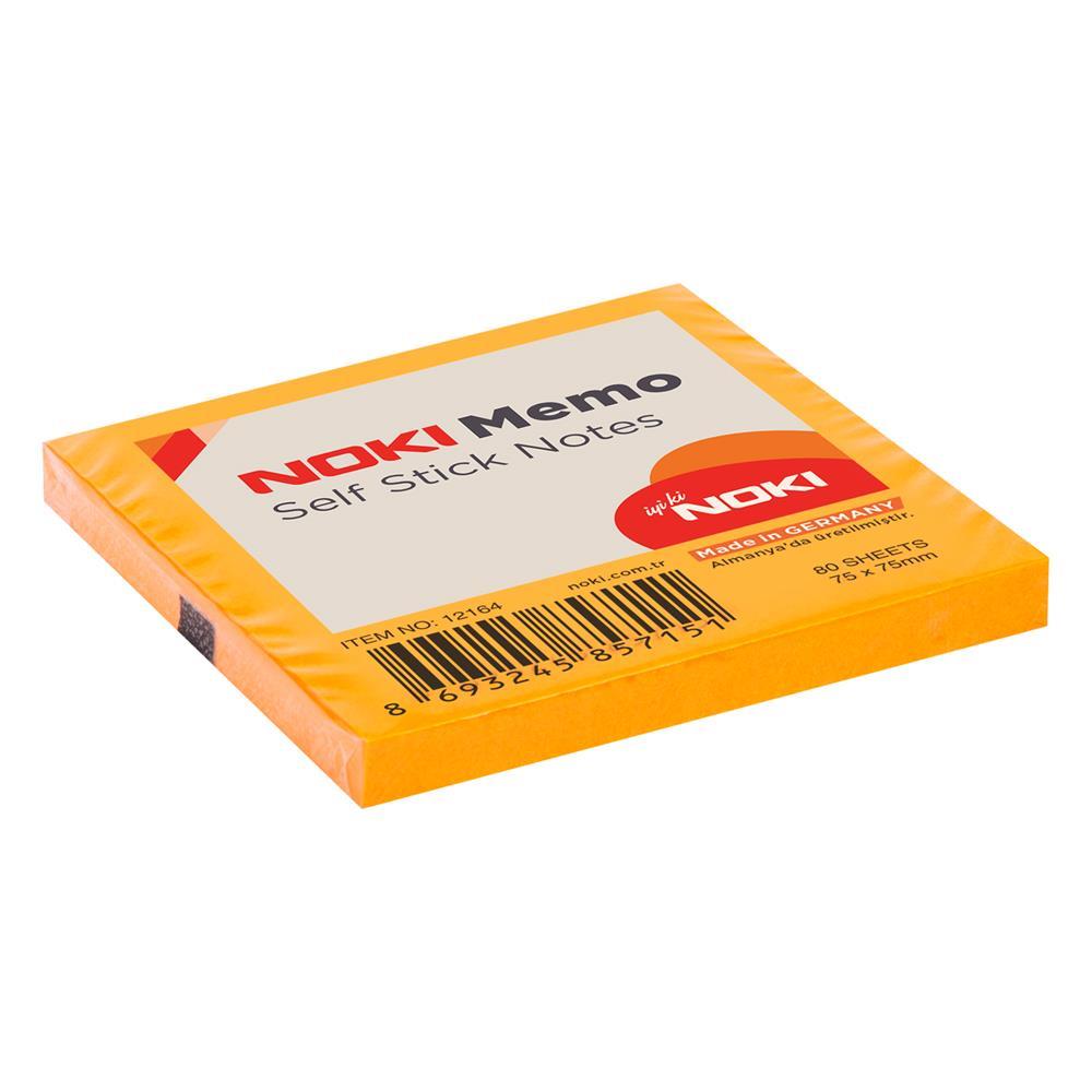 Noki Memo 12164 Yapışkanlı Not Kağıdı 75 x 75 mm 80 Yaprak - Turuncu