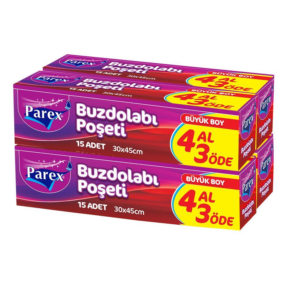 Parex Buzdolabı Poşeti Büyük Boy 30 x 45 cm 15 Adet 4 Al 3 Öde