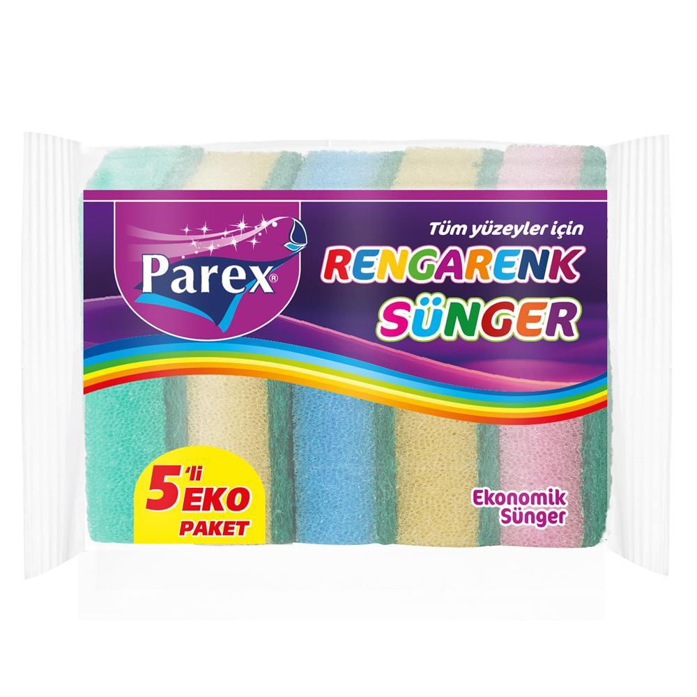 Parex Düz Bulaşık Süngeri 5 Adet - Karışık Renkler