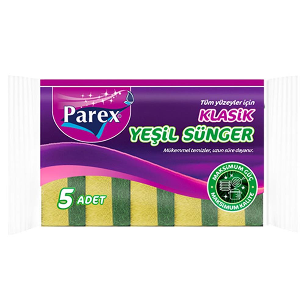 Parex Klasik Düz Bulaşık Süngeri 5 Adet - Yeşil