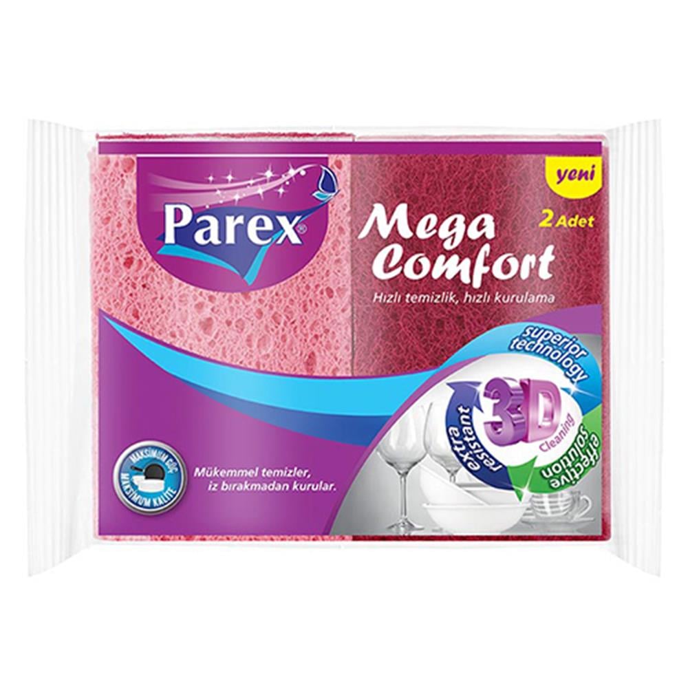 Parex Mega Comfort Düz Bulaşık Süngeri 2 Adet - Pembe  Kırmızı