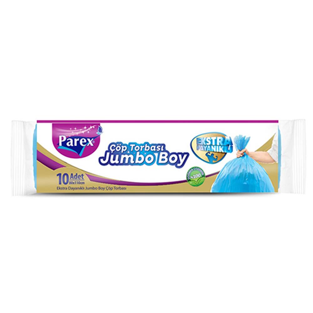 Parex Premium Çöp Poşeti Jumbo Boy 80 x 110 cm 10 Adet - Mavi