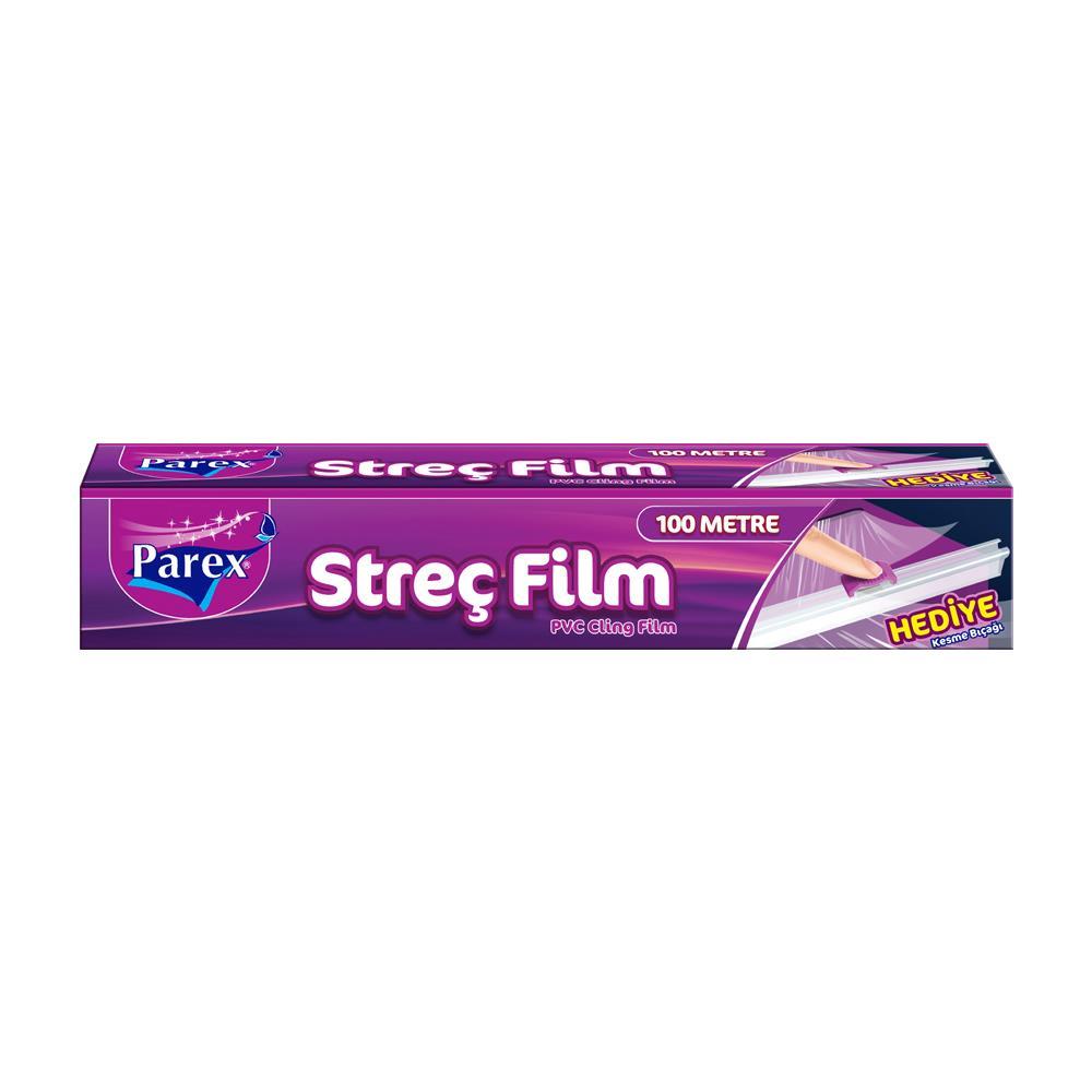 Parex Streç Film 30 cm x 100 m 7 Mikron - Şeffaf - Kesme Bıçağı Hediyeli