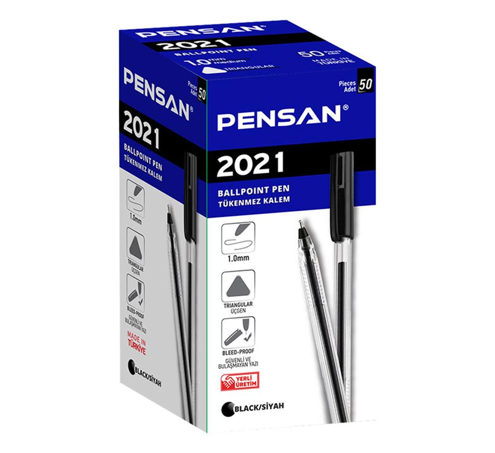 PENSAN 2021 TÜKENMEZ KALEM SİYAH ŞEFFAF ÜÇGEN 50 Lİ