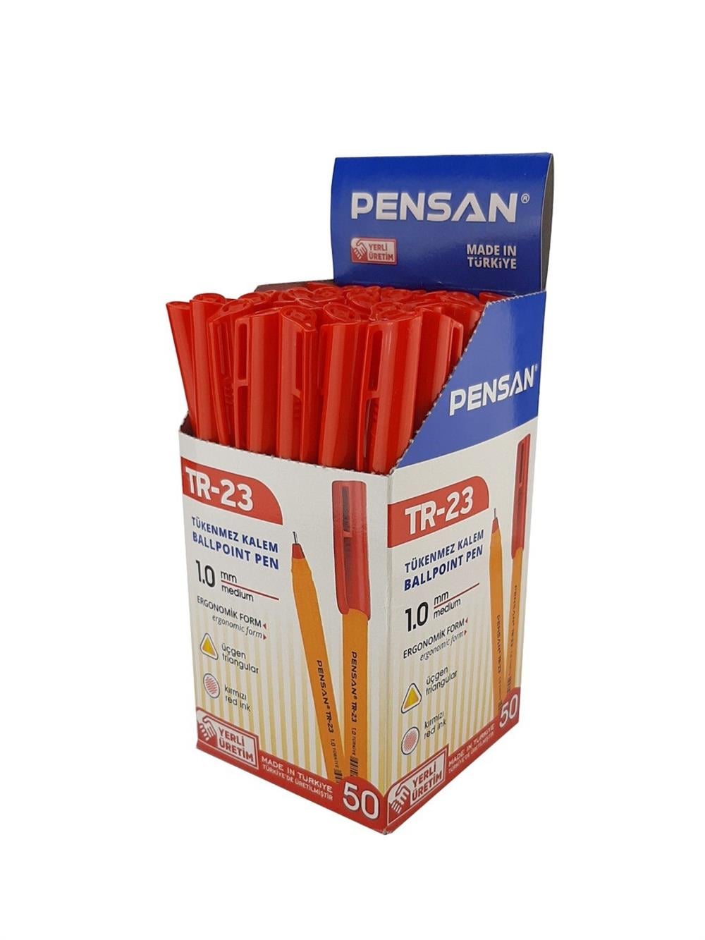 PENSAN TR-23 TÜKENMEZ KALEM KIRMIZI ÜÇGEN 50 Lİ