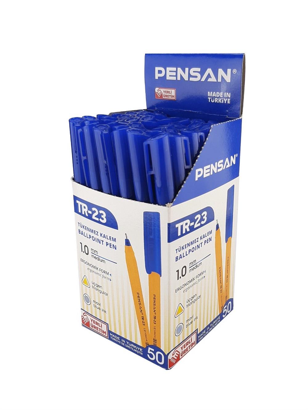 PENSAN TR-23 TÜKENMEZ KALEM MAVİ ÜÇGEN 50 Lİ