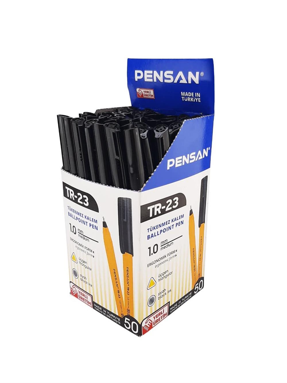 PENSAN TR-23 TÜKENMEZ KALEM SİYAH ÜÇGEN 50 Lİ