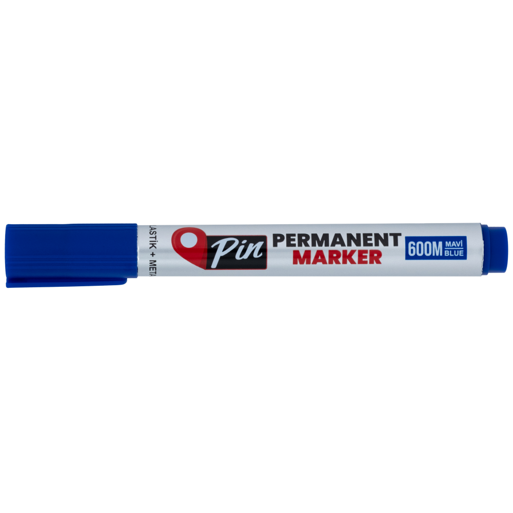 PİN PERMANENT MARKÖR YUVARLAK UÇ 600 MAVİ
