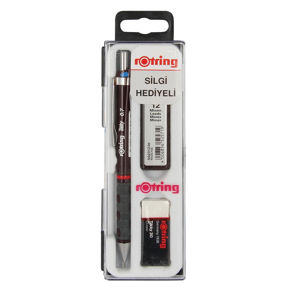 Rotring Tikky RD Versatil Kalem 0.7 mm Uç ve Silgi Hediyeli - Bordo