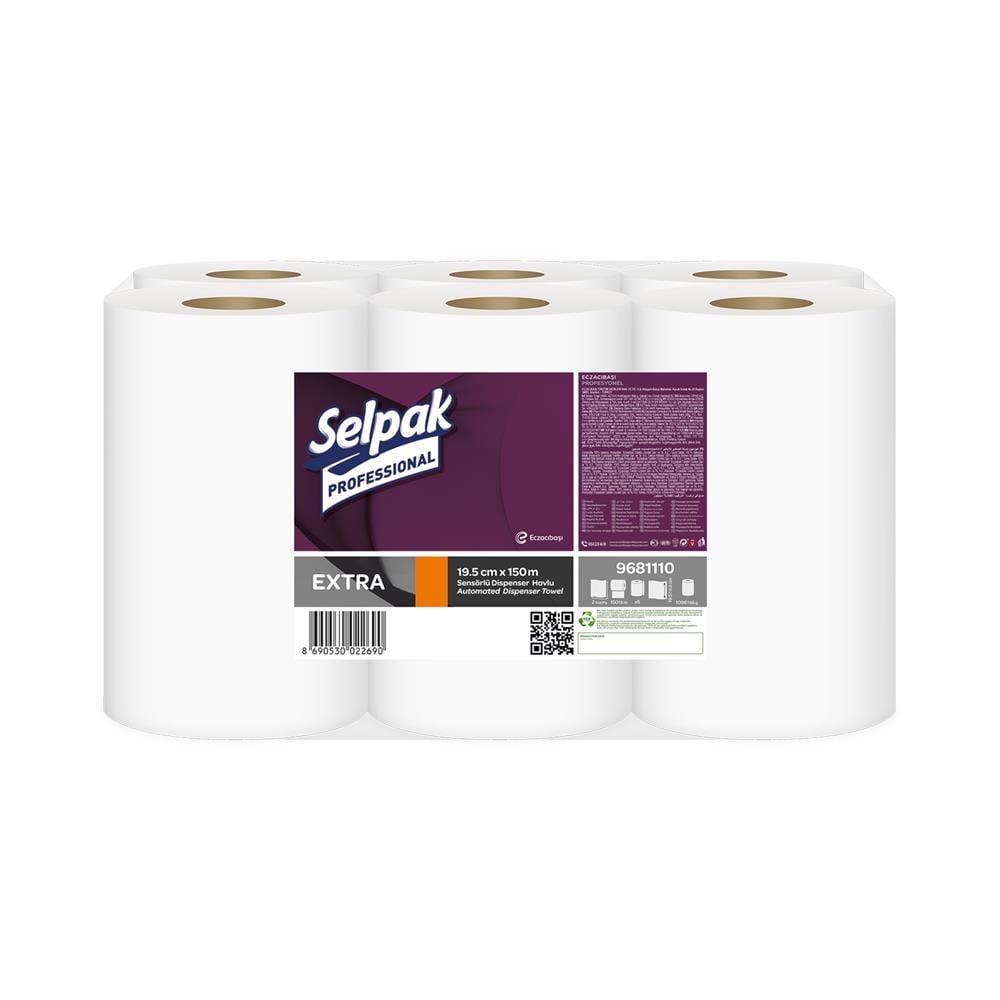 Selpak Professional Extra Hareketli Kağıt Havlu Çift Katlı 19.5 cm x 150 m - 6 Adet