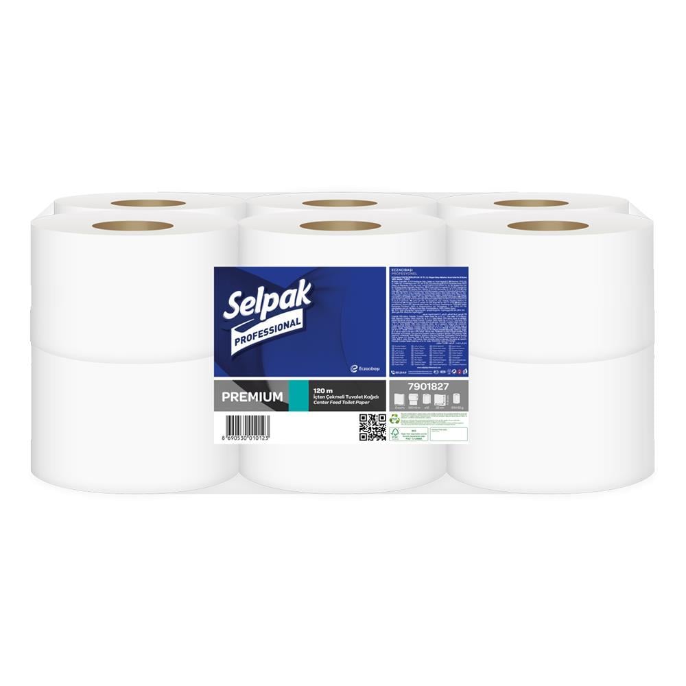 Selpak Professional İçten Çekmeli Tuvalet Kağıdı Çift Katlı 545 Yaprak 119.9 m - 12 Adet