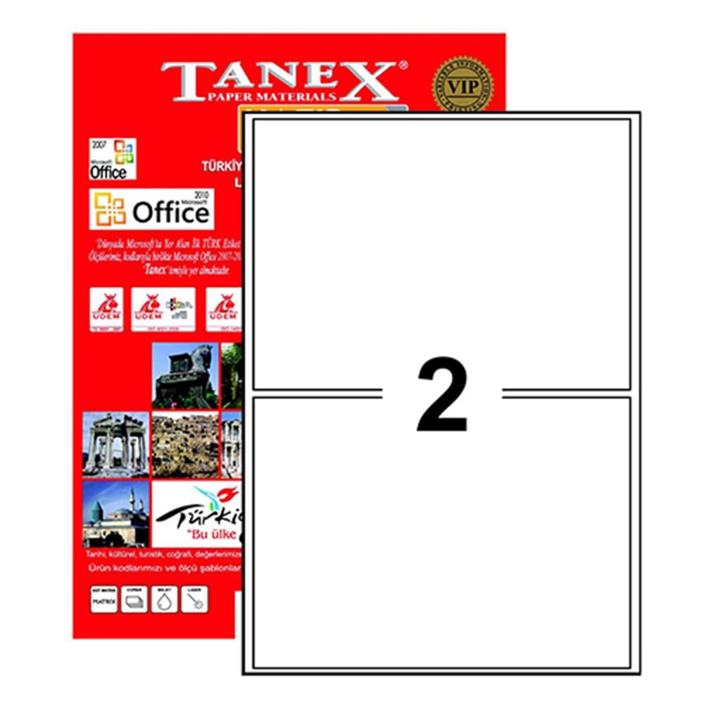 Tanex TW-2002 Yazıcı Etiketi 199.6 x 143.5 mm 200 Adet - Beyaz