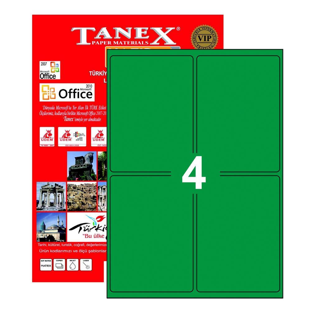 Tanex TW-2004 Yazıcı Etiketi 99.1 x 139 mm 2.000 Adet - Yeşil