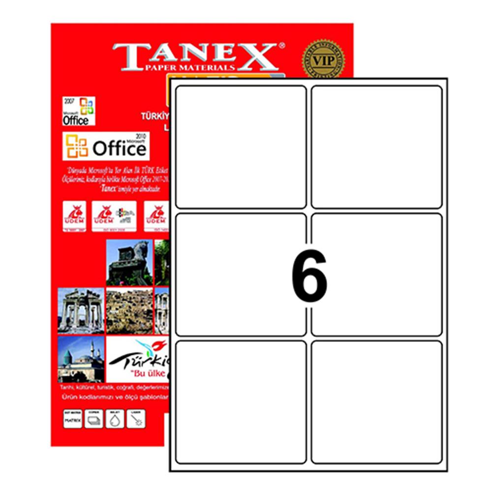 Tanex TW-2006 Yazıcı Etiketi 99.1 x 93.1 mm 600 Adet - Beyaz