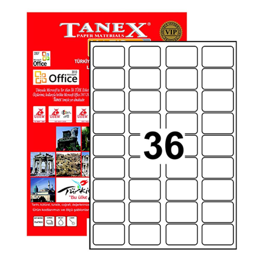 Tanex TW-2036 Yazıcı Etiketi 45 x 30 mm 3.600 Adet - Beyaz