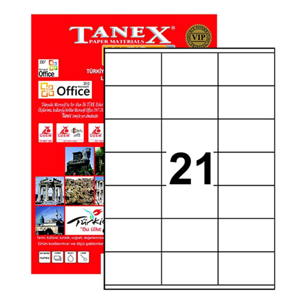 Tanex TW-2141 Yazıcı Etiketi 70 x 41 mm 2.100 Adet - Beyaz