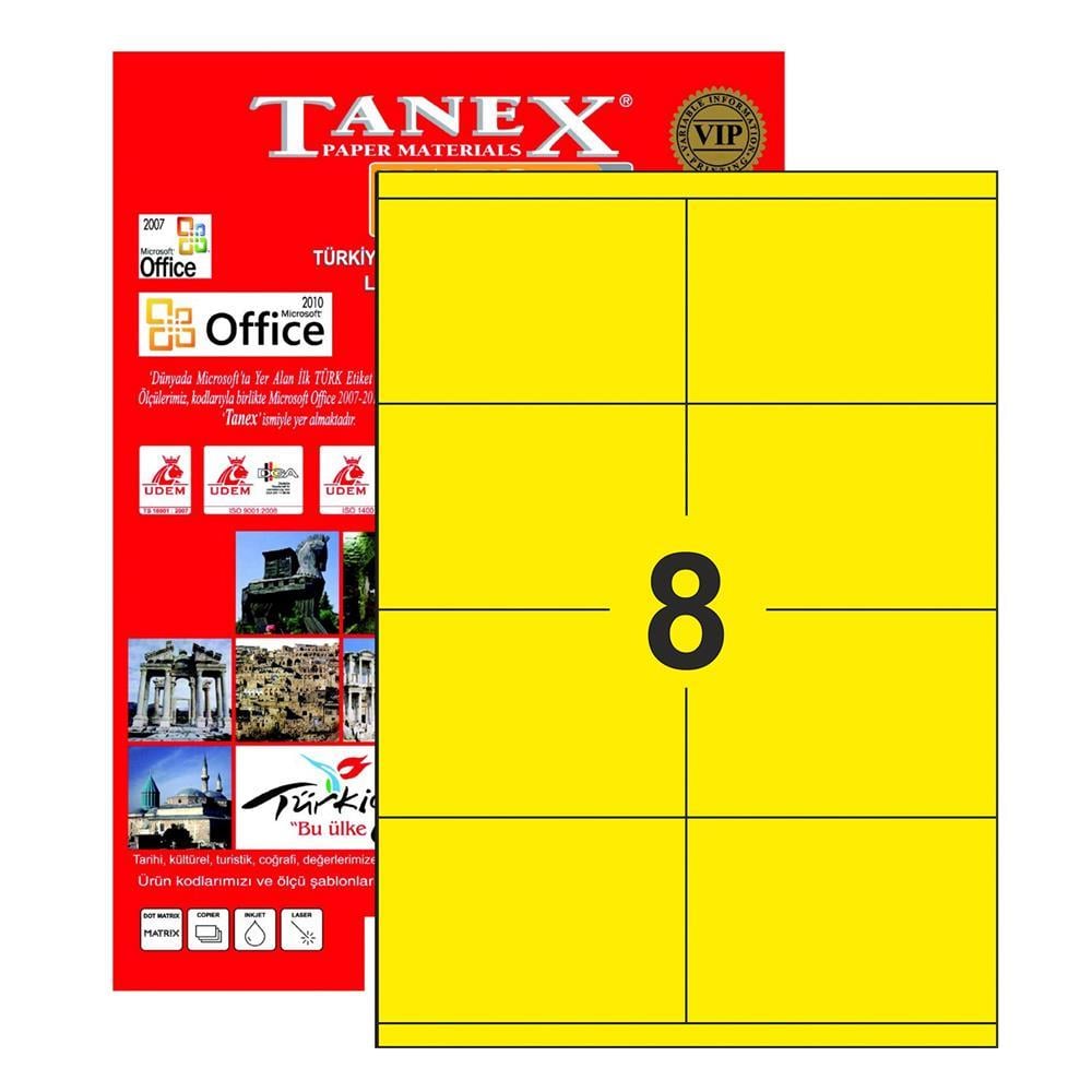 Tanex TW-2208 Yazıcı Etiketi 105 x 70 mm 4.000 Adet - Sarı