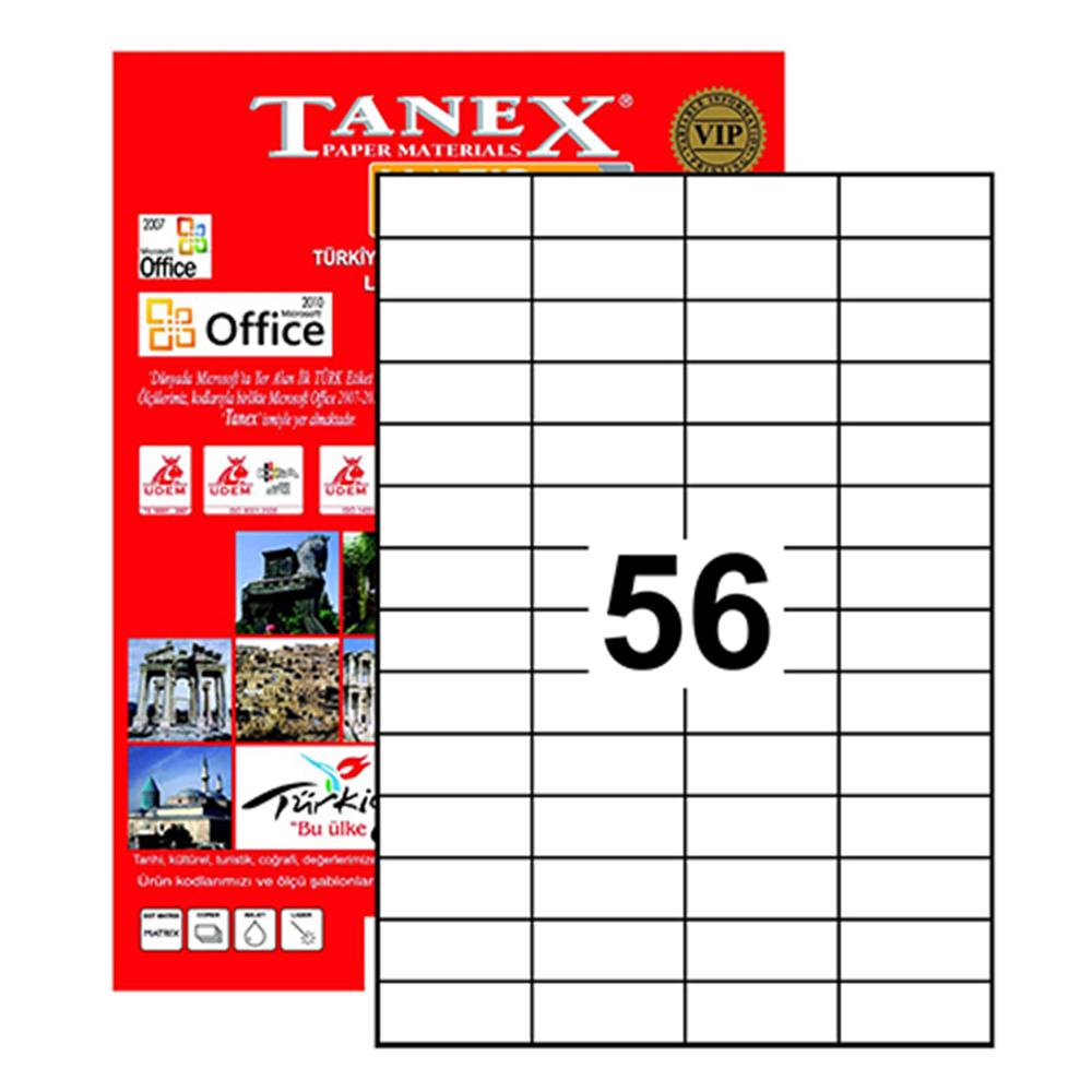 Tanex TW-2321 Yazıcı Etiketi 52.5 x 21.2 mm 5.600 Adet - Beyaz