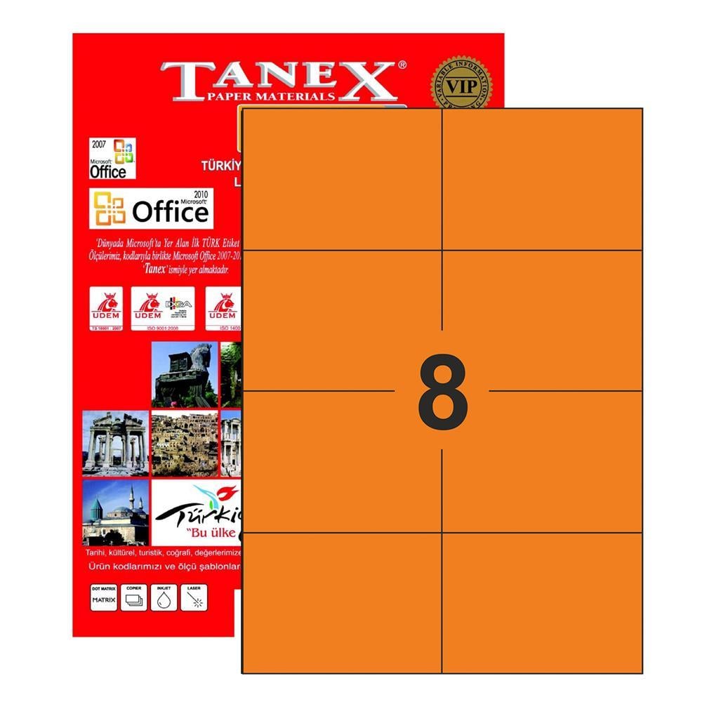 Tanex TW-2374 Yazıcı Etiketi 105 x 74.3 mm 4.000 Adet - Turuncu