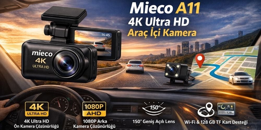Mieco A11 4K Ultra HD Araç İçi Kamera İncelemesi ve Özellikleri