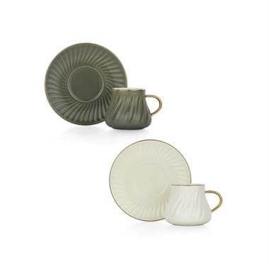 Schafer 1S2446-08002-ASO03 Glossy 6 Kişilik Kahve Fincan Takımı 12 Parça-Asorti03