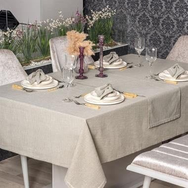 Cotton Box Keten Masa Örtüsü Takımı Pera Toprak