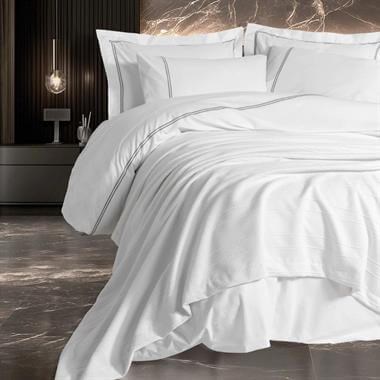 Cotton Box  Classic Çeyizlik Çift Kişilik Pikeli Nevresim Takımı Mehveş Beyaz