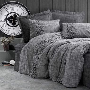 Cotton Box Plain Çift Kişilik Nevresim Takımı Sooty Gri