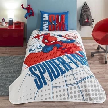 Taç Lisanslı Spiderman Web Tek Kişilik Pamuk Pike Takımı