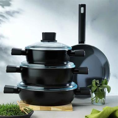 Schafer 1S7040-21003-SIY01 Titan Seramik Tencere Seti 7 Parça-Siyah