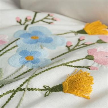 COTTON BOX Nakışlı Ranforce Çift Kişilik Nevresim Takımı Delbin Pembe