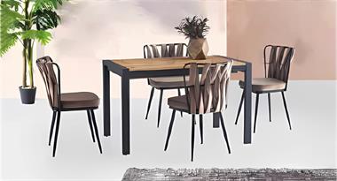 Silva Masa Takımı (SV-1011 Silva Masa Atlantik Çam/4 Ad.KS-233 Kuşaklı Sandalye BF-19)