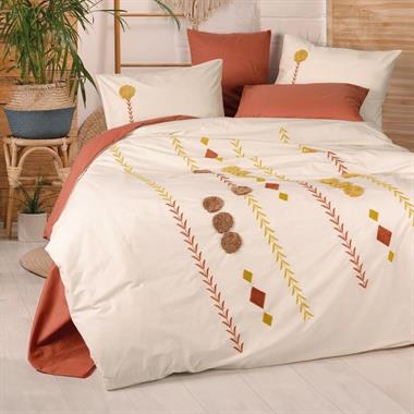 Cotton Box Puff Nakışlı Çift Kişilik Nevresim Takımı Amaris Kiremit