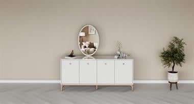 Polo Ünitesiz Yemek Odası Takımı Aynalı 6 Sandalyeli Krem