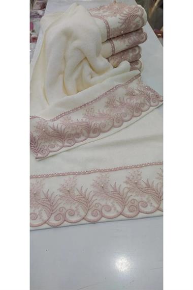 ÖZDİLEK BEYZA GUPURLU KREM HAVLU 50x90 (8697353459054)