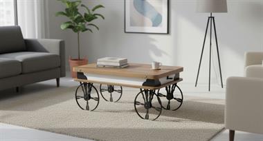 Tekerlekli Ada Sehpa Amalfi Ceviz/Beyaz  TA-9523 