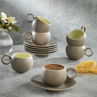 Schafer 1S0040-08002-KAH01 Aurora 6 Kişilik Kahve Fincan Takımı 12 Parça-Kahve/Bej