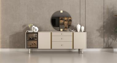 Renata Ünitesiz Yemek Odası Takım Aynalı 6 Sandalyeli Beyaz