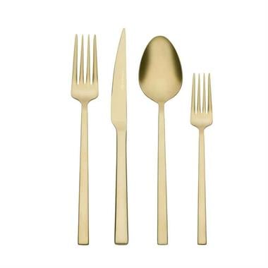 Korkmaz A2487 Lora Satin Gold 24 Parça Günlük Çatal Bıçak Takımı