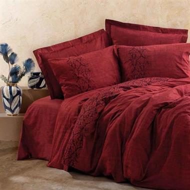 Plain Tek Kişilik Nevresim Takımı Sooty Bordo