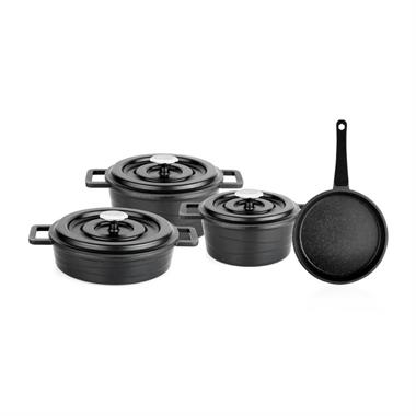 Schafer 1S5735-20003-SIY01 Pro Cast Döküm Tencere Seti 7 Parça-Siyah