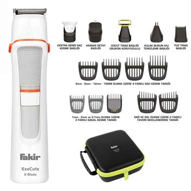 Fakir Execute 2 Blade 15i Bir Arada Yıkanabilir Erkek Bakım Kiti-Siyah (41004162)