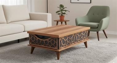 Ada Çekmeceli Sihirli Sehpa Ceviz/Antrasit  AC-9501