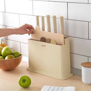 Schafer 1S2041-19086-KRM01 Forge Kesme Tahtası/Bıçak Seti 10 Parça-Krem