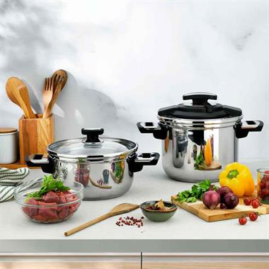 Schafer 1S3209-27002-SIY01 İn-Safe 2 li Düdüklü Tencere Seti 4 Parça-Siyah