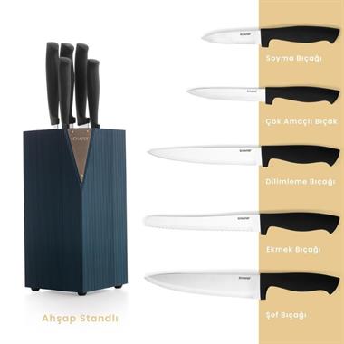 Schafer 1S6427-14005-YSL01 Solide Standlı Bıçak Seti-6 Parça-Yeşil