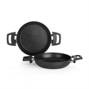 Schafer 1S0450-22007-SIY01 Black Stone 2 li Sahan Seti 18+22 Cm-Siyah