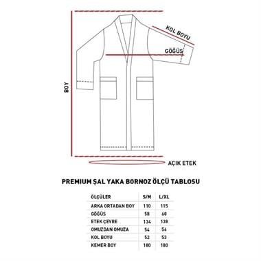 Englısh Home Premium Beyaz-Gri Kadife Biyeli Bornoz  L-XL